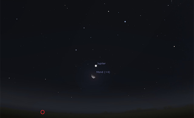 Himmelsanblick am 1. Januar 2016, 1:00 Uhr, SO-Himmel 160101