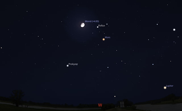 Himmelsanblick am 9. März 2025, 20:00 Uhr, W-Himmel 250309